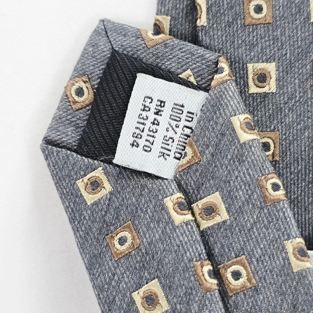 Geoffrey Beene Men's Necktie Gray‎ Brown Geometric Silk Designer Tie